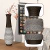 40.2” Tall Standing Designer Floor Vase with Elegant Two-Tone Dark Brown Finish and Natural Woven Texture