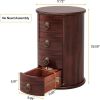 Mid-Century End Side Table with 4 Drawers, Bronze Antique Handles and Round Cylinder Shape