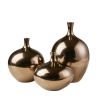 Set of 3, Handcrafted Mirrored Ceramic Decorative Vases with Metallic Bronze Finish in Three Sizes and Shapes