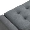 Gray Linen Upholstered Storage Ottoman with Lift-Top Design and Button Tufted Top