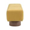 Upholstered Dining Bench Ottoman with Yellow Chenille Fabric and Spacious Seating