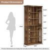 6 Tier Bookshelf Display Storage Rack with Adjustable Shelves, Enclosed Back and Geometric Design Protective Side Guard
