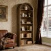 High Wooden Arched Bookshelf Display Rack with 6 Tiers and Closed Back Design