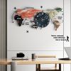 29.1" Modern Novelty World Map Wall Clock with Crystal Quartz Silent Movement and Adjustable Brightness Based on Surrounding Environment
