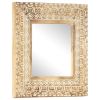 19” Hand Carved Solid Mango Wood Mirror with Color & Grain Variations for Each Mirror