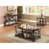 Bianca Merlot 2-Shelf Glass Top Coffee Table with Scroll Detailed Metal Legs