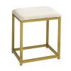White & Gold Vanity Set with 9 LED Bulbs, Makeup Table, Cushioned Stool, 3 Storage Shelves and 4 Spacious Drawers