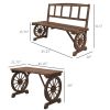 4-Person Carbonized Patio Dining Set with Carriage Wagon Wheel Design