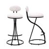 Set of 2 Armless Bar Stools with Upholstered White & Black Velvet, Footrest and Black Metal Frame Base