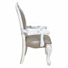 Set of 2, Taupe and Bone White Arm Chairs with Ornate Scrolled Legs and Contoured Nailhead Trim
