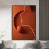 Modern Abstract People Wall Art Decor with Radiant Orange Tones, Vertical Rectangular Shape and Lightweight Alloy Frame