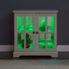 Antique Style Display Cabinet, 7 Color LED Strip, 2 Glass Doors, Adjustable Glass Shelves, Remote Control and Mobile Application Capabilities