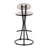 Set of 2 Armless Bar Stools with Upholstered White & Black Velvet, Footrest and Black Metal Frame Base