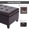 51” Tufted Ottoman Storage Bench with Lift Top Storage and Dark Brown Faux Leather Fabric