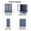 Minimalist Wooden Blue Buffet Sideboard Cabinet with Double Tempered Glass Doors, Adjustable Middle Shelf and Bottom Drawer
