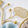 32.7" Creative Luxury Hanging Wall Clock with Artistic 3D Metal Ginkgo Leaves Design and Silent Hand Movement