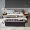 51” Tufted Ottoman Storage Bench with Lift Top Storage and Dark Brown Faux Leather Fabric