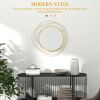 HOMCOM 25.6" Circle Wall Mirror with Gold Metal Asymmetrical Design