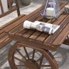 4-Person Carbonized Patio Dining Set with Carriage Wagon Wheel Design