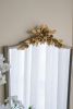 Vintage Decorative Arched Wall Mirror with Distressed Ivory Frame and Gold Floral Crown