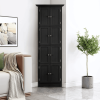 Tall Black Corner Storage Cabinet with 8 Doors and 4 Shelves