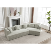 128” Modern Minimalist Style Sofa with Boucle Fabric, 4 Throw Pillows and 1 Lumbar Pillow
