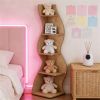 Corner Fitted Bookshelf Display Rack with Curved Wavy Design and 5 Open Shelves