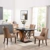 61.8" Extendable Rectangular Dining Table with 3 Piece Splicing Tabletop, Modern Geometric Design Base and 4-6 Seating Capacity