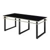 Zamir Collection Set of 3, 1 Coffee Table, 2 End Tables with Black Tempered Glass Tops, Gold-Hued Banding and Black Metal Finish Legs