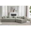 128” Modern Minimalist Style Sofa with Boucle Fabric, 4 Throw Pillows and 1 Lumbar Pillow