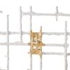 Large Grid Geometric Patterned Iron & Paper Wall Decor with Gold Accents