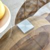 Modern Style Clear Glass Top MDF Coffee Table with Natural Wood Color Base