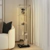 Tempered Glass Display Cabinet with Bluetooth LED Light Strip, Remote/App Control, 4 Tiers, and Multi Light Color Options