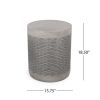 Lightweight Concrete End Table with Cylindrical Structure, Basket Weave Pattern for Outdoor or Indoor Use