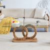 Modern Style Clear Glass Top MDF Coffee Table with Natural Wood Color Base