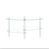 Transparent Oval Tempered Glass Coffee Table with 3-Layer Design and Stainless Steel Legs