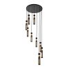 Black & Gold Multi-Light Pendant Chandelier with 9 Hanging Lights, Adjustable Height and Mesh Cylinder Shades