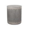 Lightweight Concrete End Table with Cylindrical Structure, Basket Weave Pattern for Outdoor or Indoor Use
