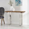 Console Table with Handcrafted Rustic Glam Top and Silver Iron Legs