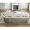 128” Modern Minimalist Style Sofa with Boucle Fabric, 4 Throw Pillows and 1 Lumbar Pillow