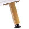 39.73” Simple Rectangular Double Layer Coffee Table, Gold Metal Legs, Faux Marble Top, Open Bottom Shelf and Adjustable Footpads