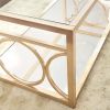 Olympia Gold End Table with Clear Tempered Glass and Mirrored Glass Bottom