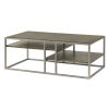 Padena Metal Frame Wood Coffee Table with 2 Open Bottom Shelves