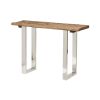 Console Table with Handcrafted Rustic Glam Top and Silver Iron Legs