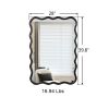 Black Solid Wood Rectangle Mirror with Wavy Frame Design and Clear HD Mirror