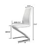 Set of 2, White Leatherette Z Shaped Dining Chairs with Chrome Finish Base