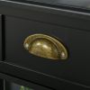 2 Tier Black Slim Side Nightstand Table with Top Drawer and Open Bottom Shelf