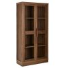 Ezra Glass Door Storage Accent Cabinet with 4 Compartments, 2 Adjustable Shelves and Warm Walnut Finish