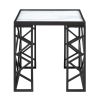 3 Piece Table Set, 1 Coffee Table & 2 End Tables with White Marble Print Tempered Glass Tops and Black Metal Finish Base