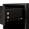 2 Piece Black Night Stand with Top Drawer and Open Bottom Shelf